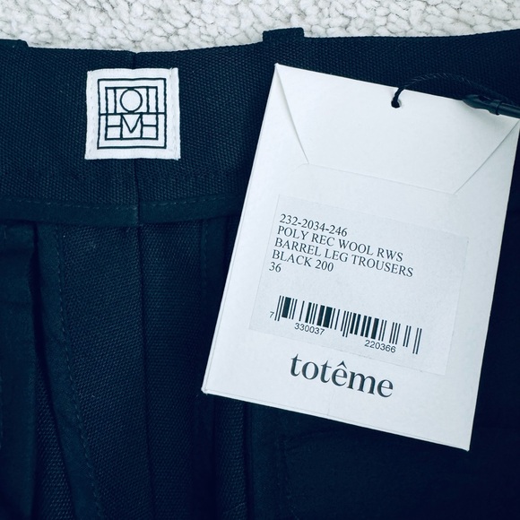 TOTEME Runway Black Barrel-Leg Trousers Eu 36 US 4 - Picture 13 of 17